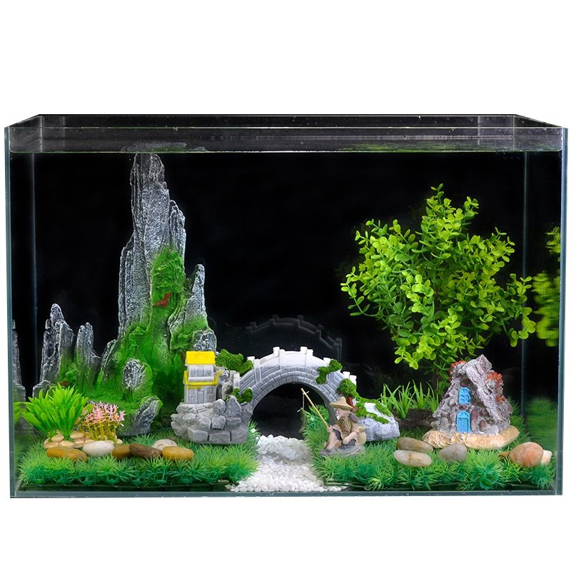 摆件鱼缸内饰造景装饰中型大型砂石简约现代鱼缸
