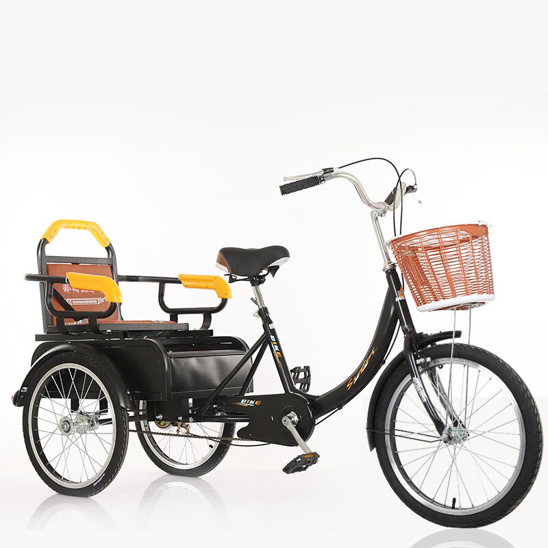 买出行脚踏带老人双人小型脚蹬菜自行车轻便人老年代步三轮车人力