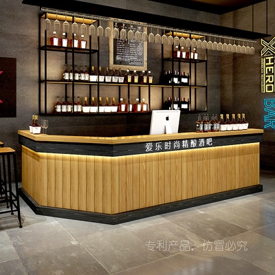 复古收银台酒吧吧台桌火锅奶茶饭店前台柜公司酒店接待台转角定制