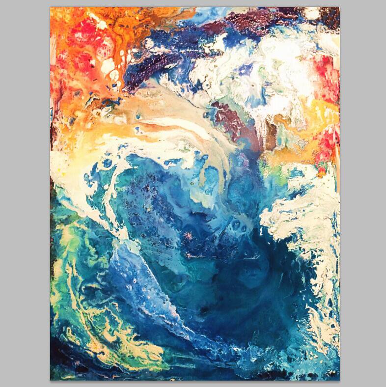 绚丽色彩现代抽象艺术大幅幅面装饰画尺寸无框画油画现代装饰画