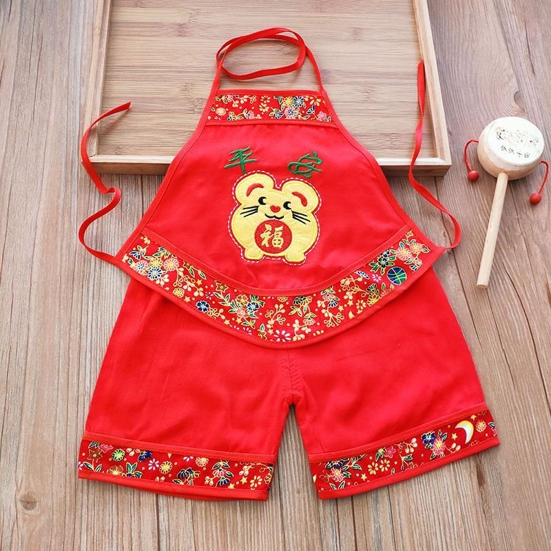 红肚兜男宝新生婴儿夏季薄款小男孩宝宝天穿调节肚兜