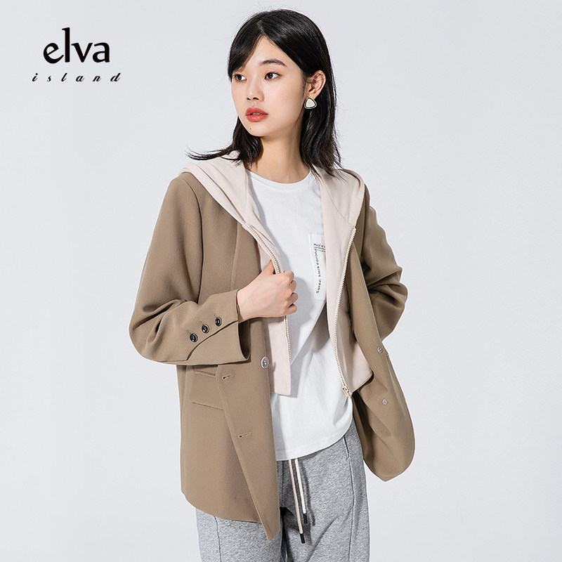 elvaisland连帽西装外套2022秋季新款今年流行西装