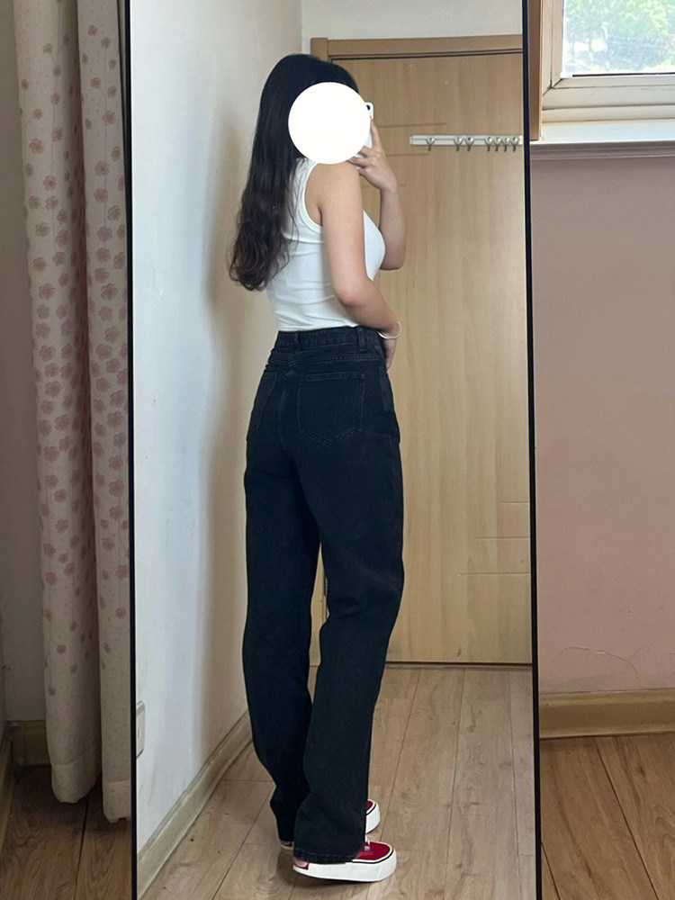 微胖大码黑色阔腿牛仔裤女小个子显瘦胖mm屁股大腿粗女生裤子秋冬