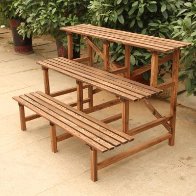 实木花架阳台置物架炭化防腐花架子多层木头架子花架