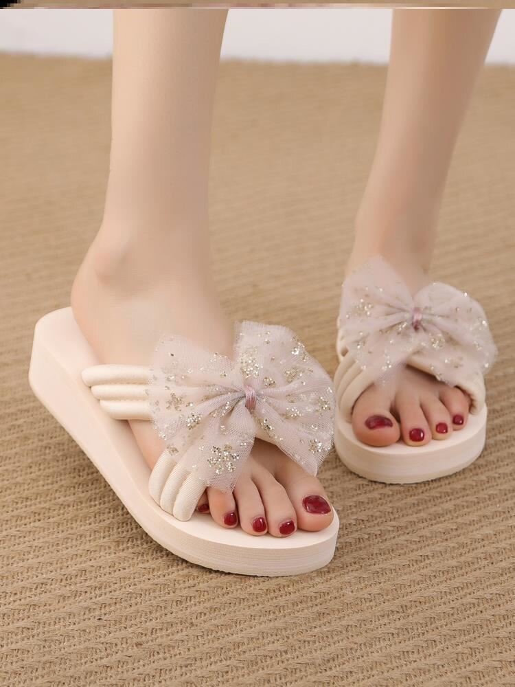 网红街2021款新品三亚香风休闲小女凉鞋拖鞋花高一字拖