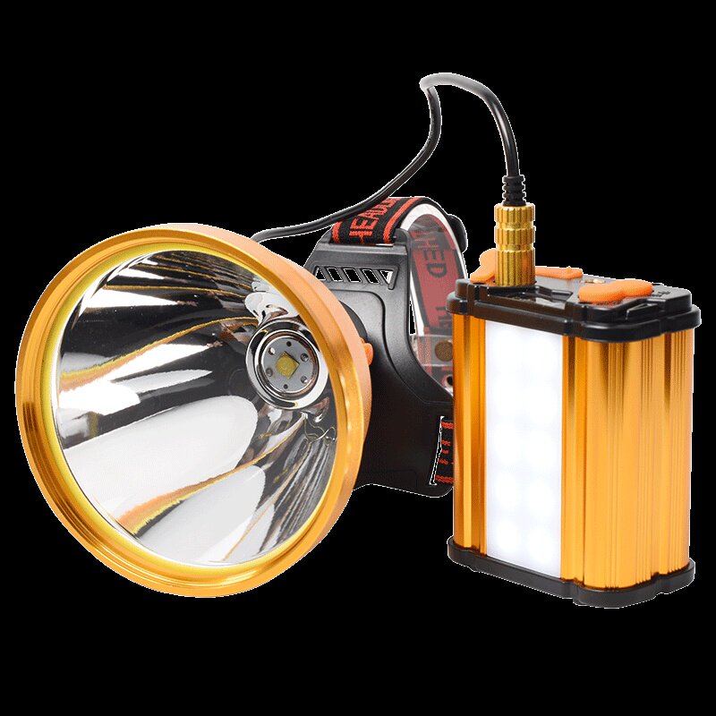 强光充电头灯8锂电户外钓鱼灯强光分体式远射8000米探照灯矿灯 - 琴