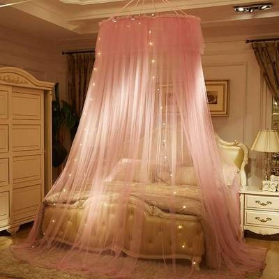 梦幻纱幔卧室装饰床头房间女生吊顶梦幻圆公主床幔