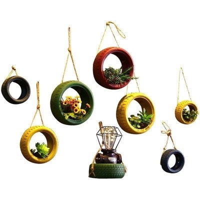 水泥轮胎花艺墙面花篮吊饰室外墙壁家居喷漆装饰壁饰