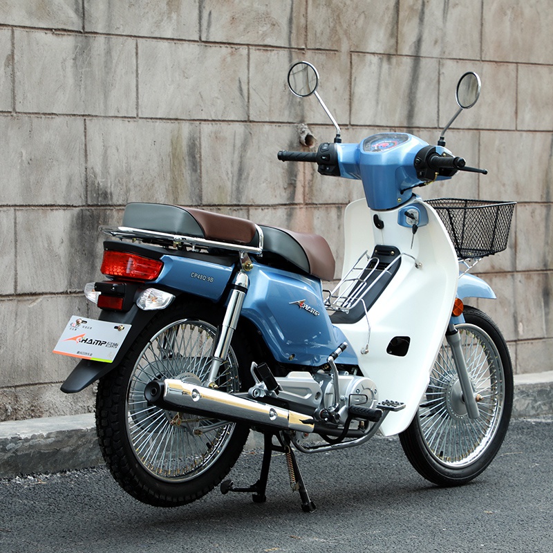 轻便燃油两轮弯梁摩托车蓝牌48代步110c踏板嘉陵摩托车整车