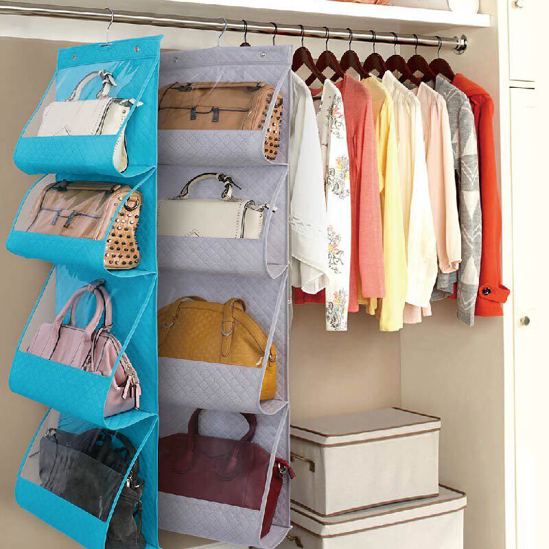 新款门后包包挂架宿舍墙挂式包包挂袋衣柜多层省空间放包柜子布艺