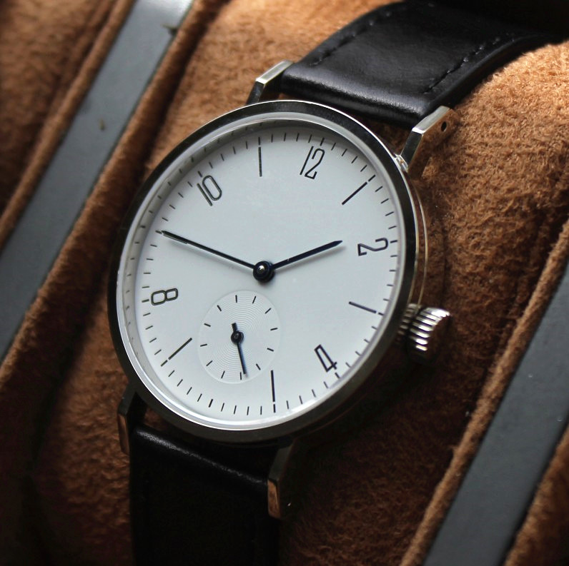 海鸥手表819.612 包豪斯风格手动上弦机械表蓝宝石表镜精钢壳牛皮