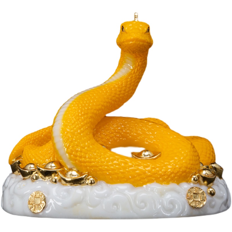 汉白玉蛇摆件招财蟒蛇蟒仙太爷保家仙真身长摆件