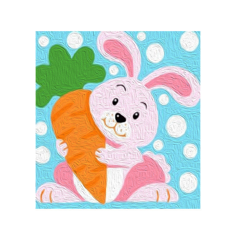 diy数字油彩彩画可爱兔儿童油画填色尺寸幼儿园diy