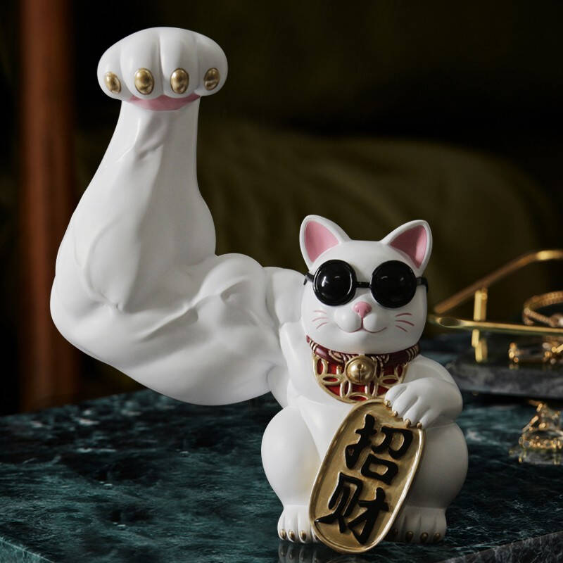 精选劫财麒麟手臂巨季招财猫摆件开业礼品搞笑手包