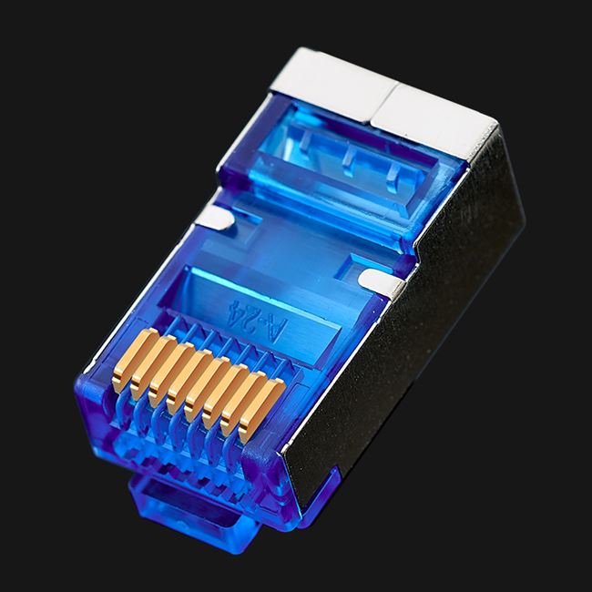 安亿通装包50颗通孔接头网络镀金rj45水晶穿孔水晶头