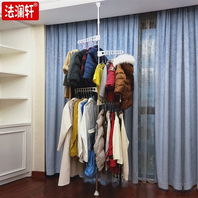 顶天衣n架立地奇兵挂杆子直立置衣架晾衣杆升降式单根阳台网红折