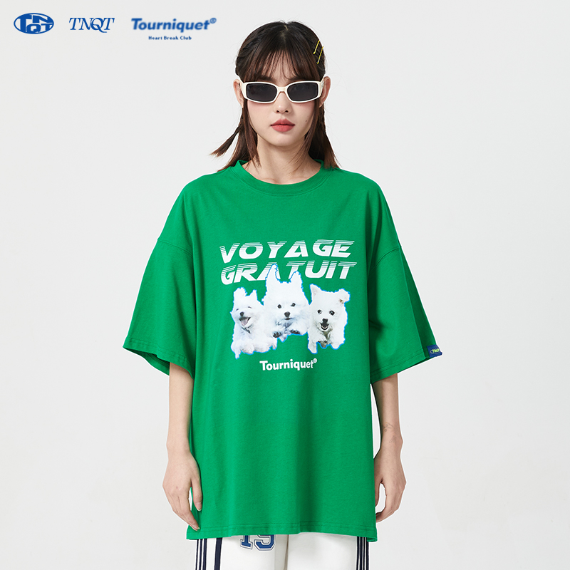 TNQT心碎创可贴 萌宠系列 可爱三只小狗时尚休闲百搭短袖男T恤女