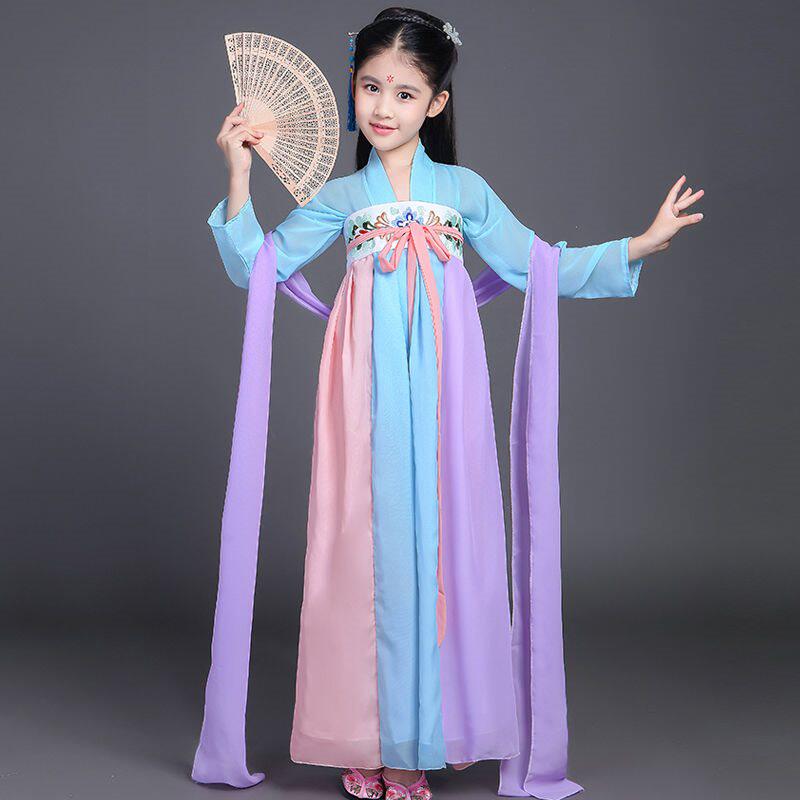 广寒舞蹈儿童古装汉服女童1215岁超仙中国国风儿童演出服