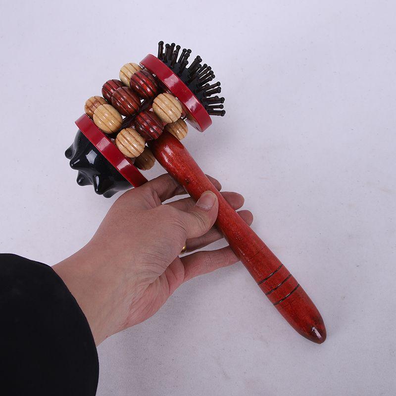 经络健身棒棒捶背器穴位锤子拍打锤敲打木质梳滚轮按摩家用按摩