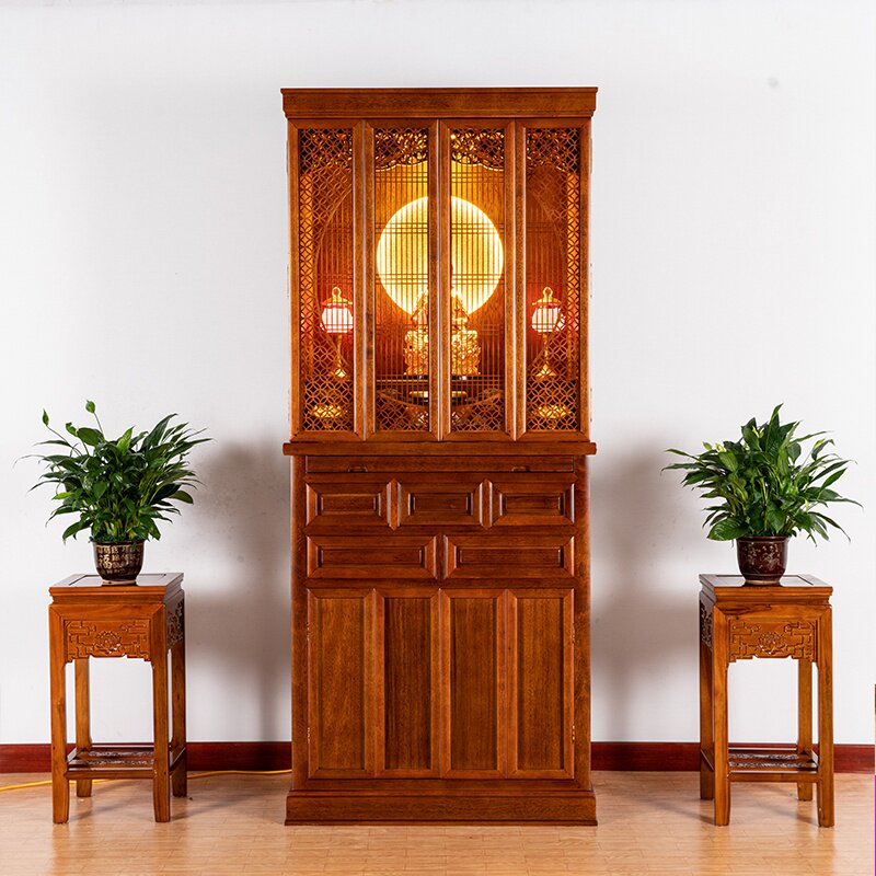 佛龛带门立式香案家用实木观音供奉菩萨神台佛柜