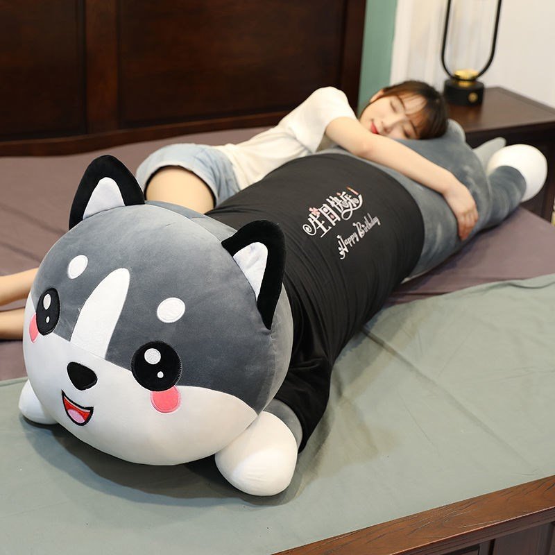 拉面猫长条抱枕士奇毛d绒玩具公仔布娃娃玩偶二哈女生床上睡觉夹