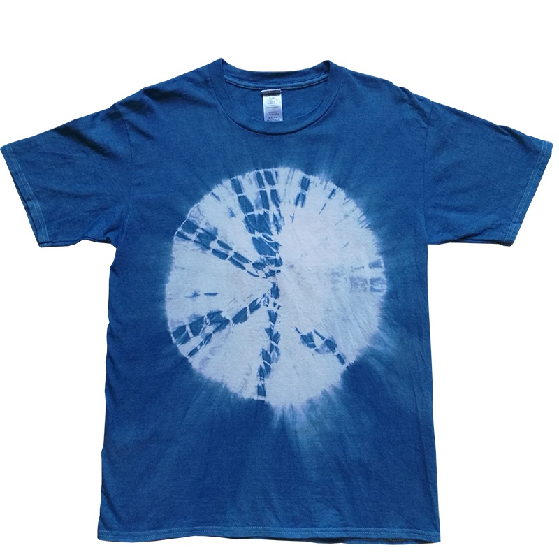 扎染t恤纯蓝大理云南白族手工t恤草木灰植物蓝染全棉衣服男女短袖