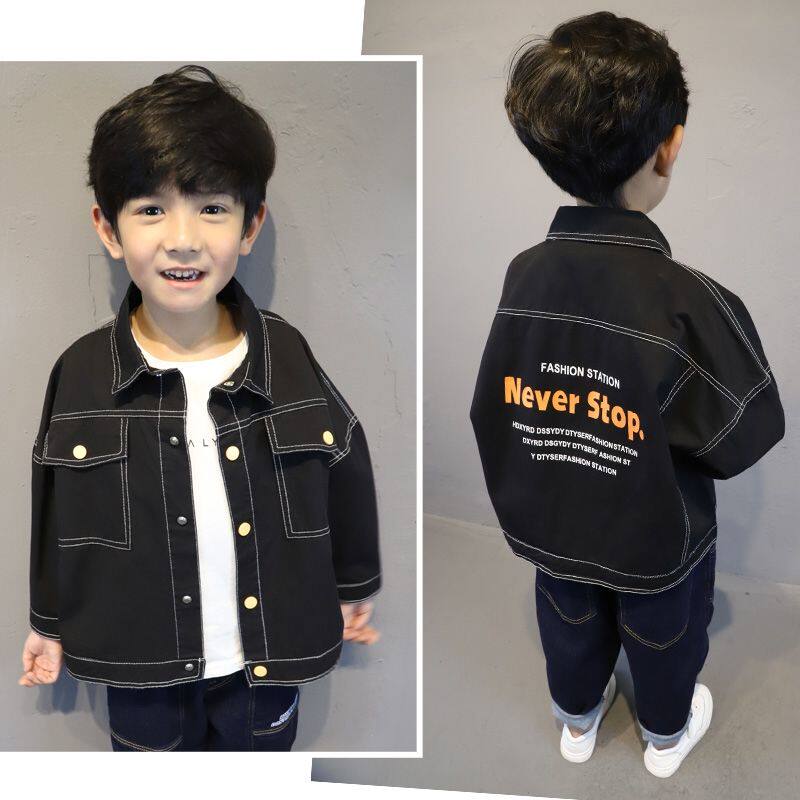 牛仔男童外套儿童韩版潮流黑色中大休闲衣服普通外套