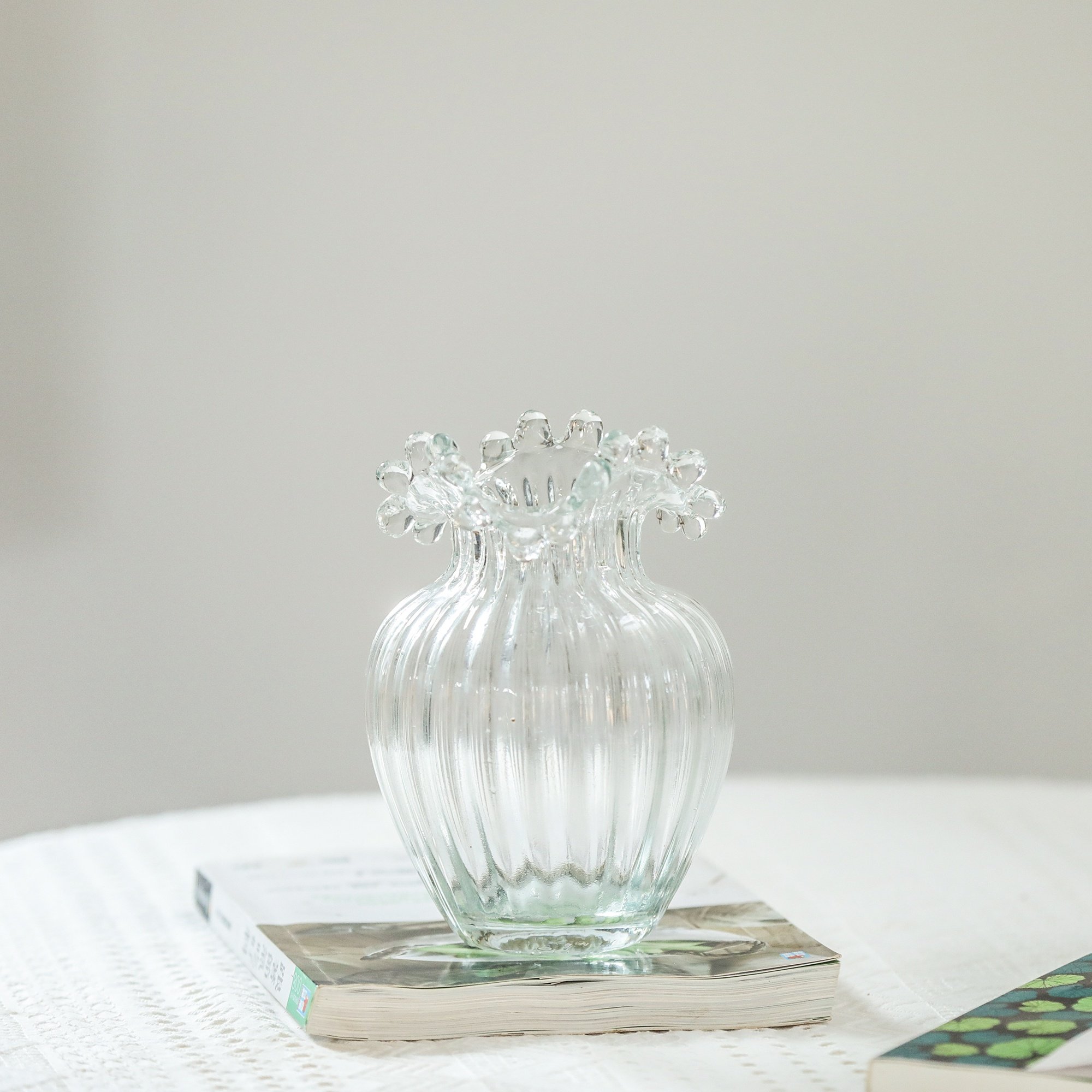 花瓶乐作吹制包人工水晶花水晶法式琉璃flora浪口花瓶