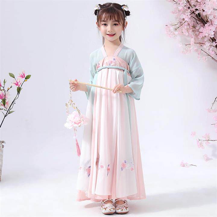 20213m小女孩裙子漂亮春夏汉服711岁礼服古装女童唐装