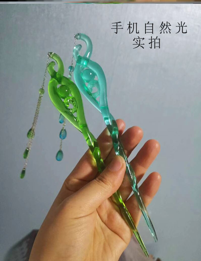 白蛇缘起同款珠钗发簪小白周边绿簪流苏古风发饰