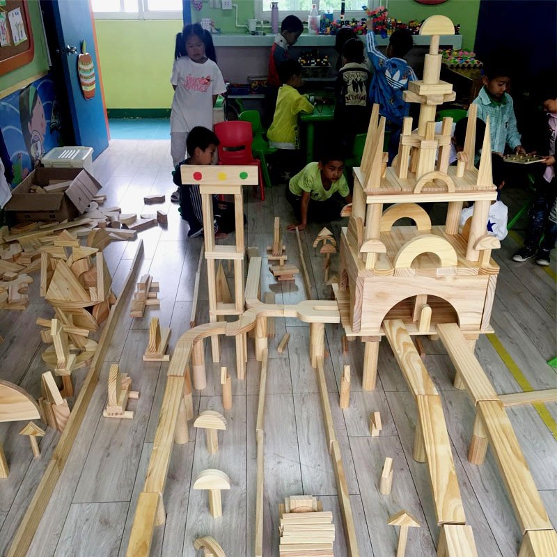 幼儿园积木大型搭建玩具实木木质木头单元建构区建构