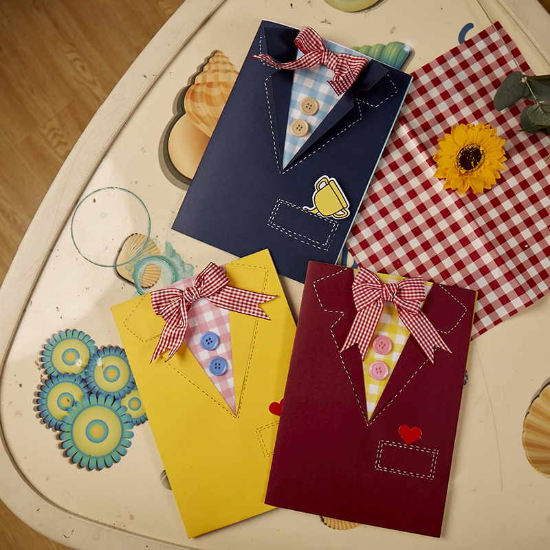 父亲节礼物小朋友手工diy制作领带贺卡儿童创意贺卡