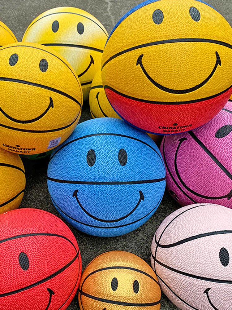 1号篮球表情高档彩色西安黄色儿童可爱微笑笑脸篮球