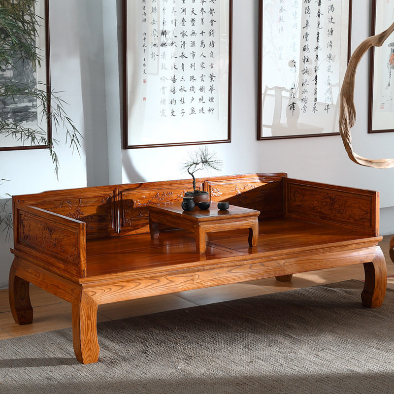 新中式简约沙发双人单人仿古明清禅意客厅榫卯罗汉床