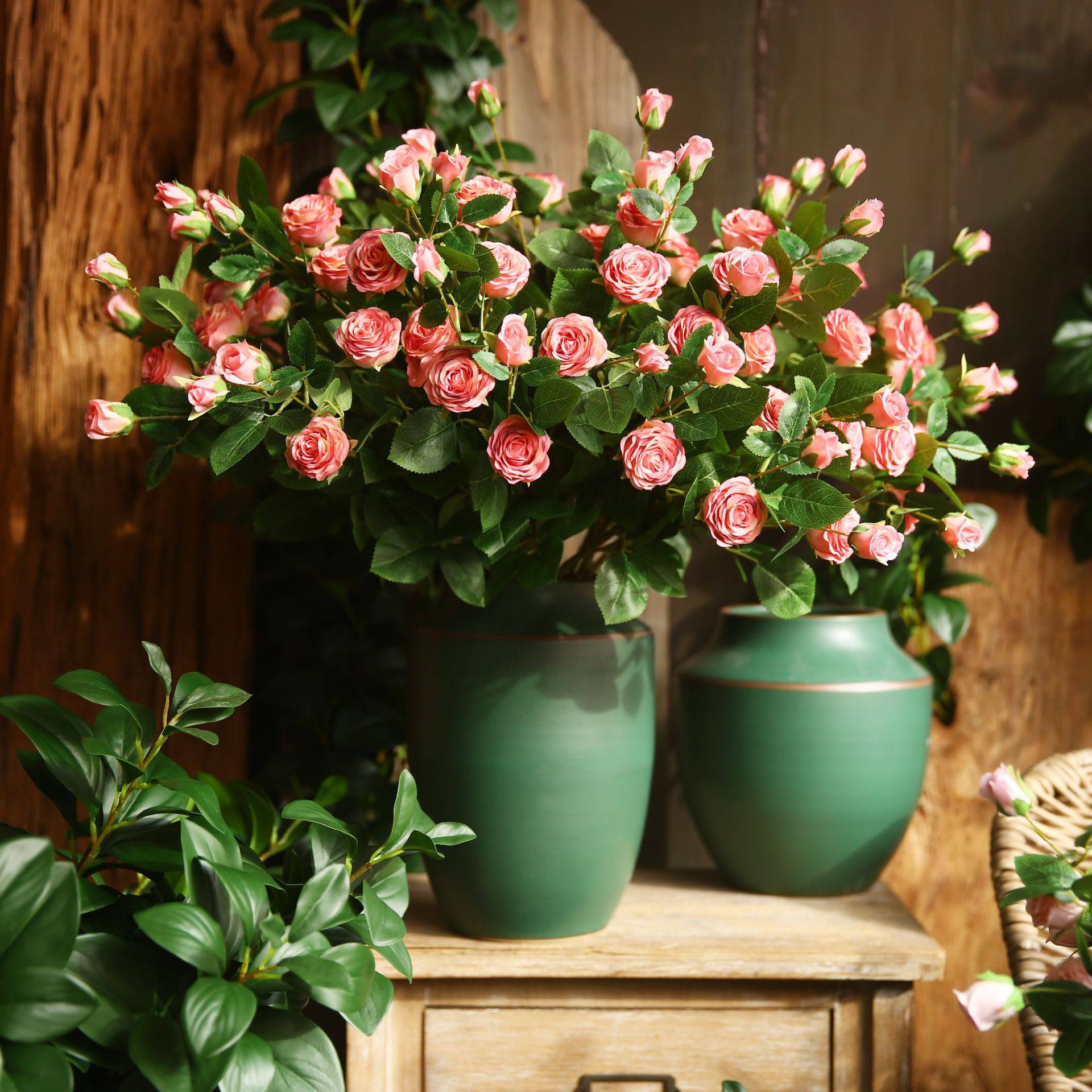 保加利亚玫瑰假花仿真客厅插花秋色色系摆件干花仿真花