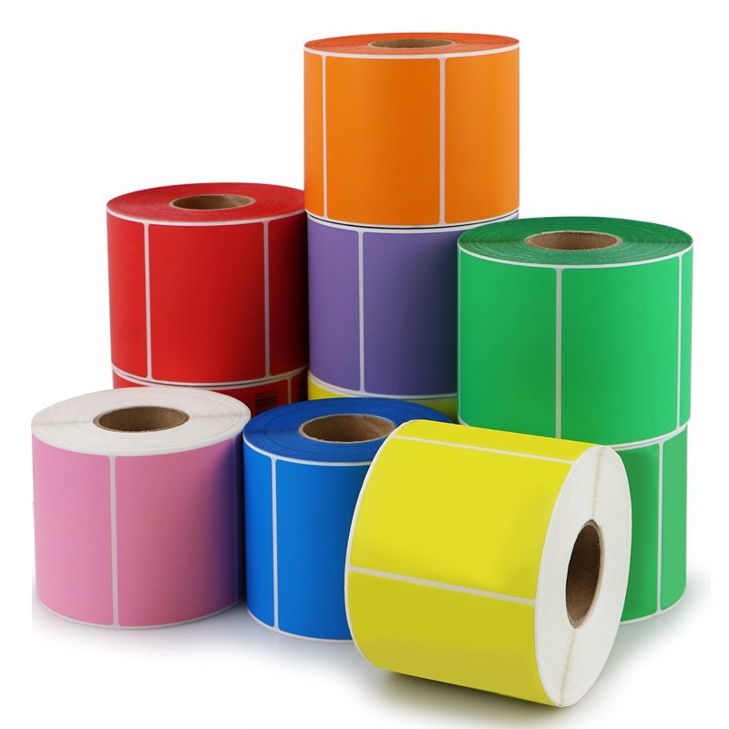 彩色合成pp不干胶100x5c0宽度标签纸卷卷装空白标签打印纸