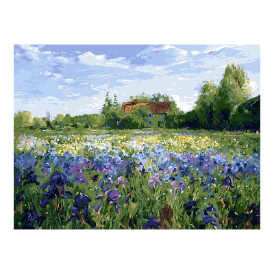 数字油画diy填充风景春天田园乡村北欧水彩画涂色手工