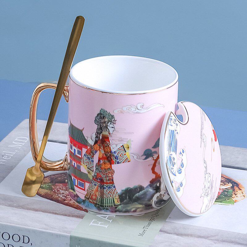创意皮影国潮文创马克杯带家用设计水杯情侣马克杯