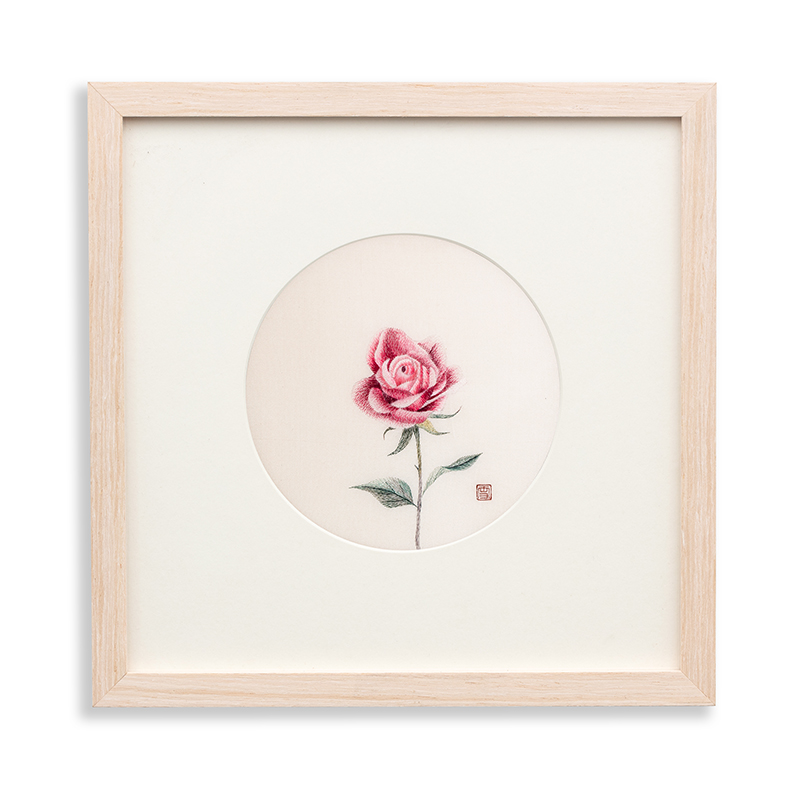 玫瑰mewe刺绣张雪弥惟极简现代苏绣情人节礼物刺绣