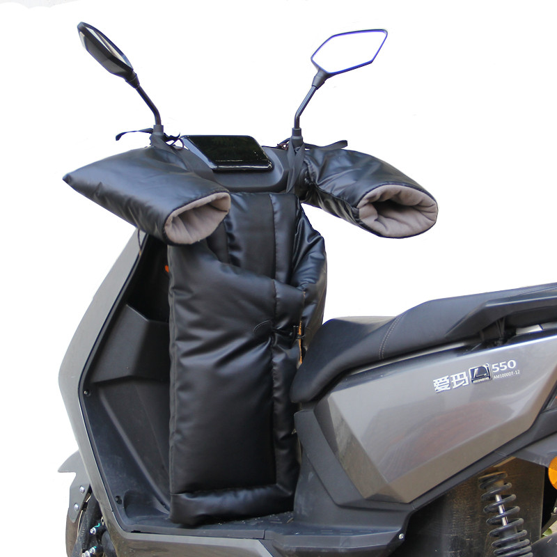 皮革电动车挡风被冬季加绒加厚春秋款电瓶车防风罩踏板摩托分体pu