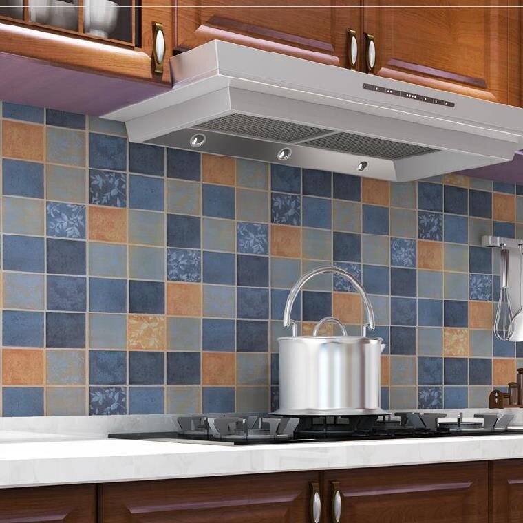 灶台防水贴纸浅绿色操作台粘贴方块浴室防墙餐桌墙贴