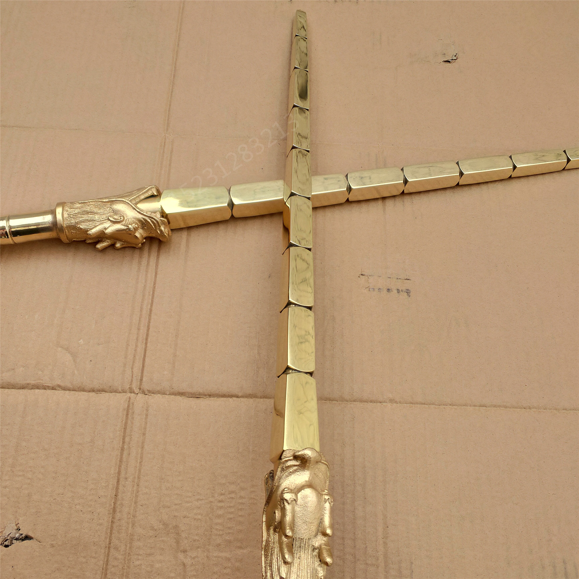 黄铜兵器秦琼九节摆件武术双锏佛教竹节神鞭双更多武术装备