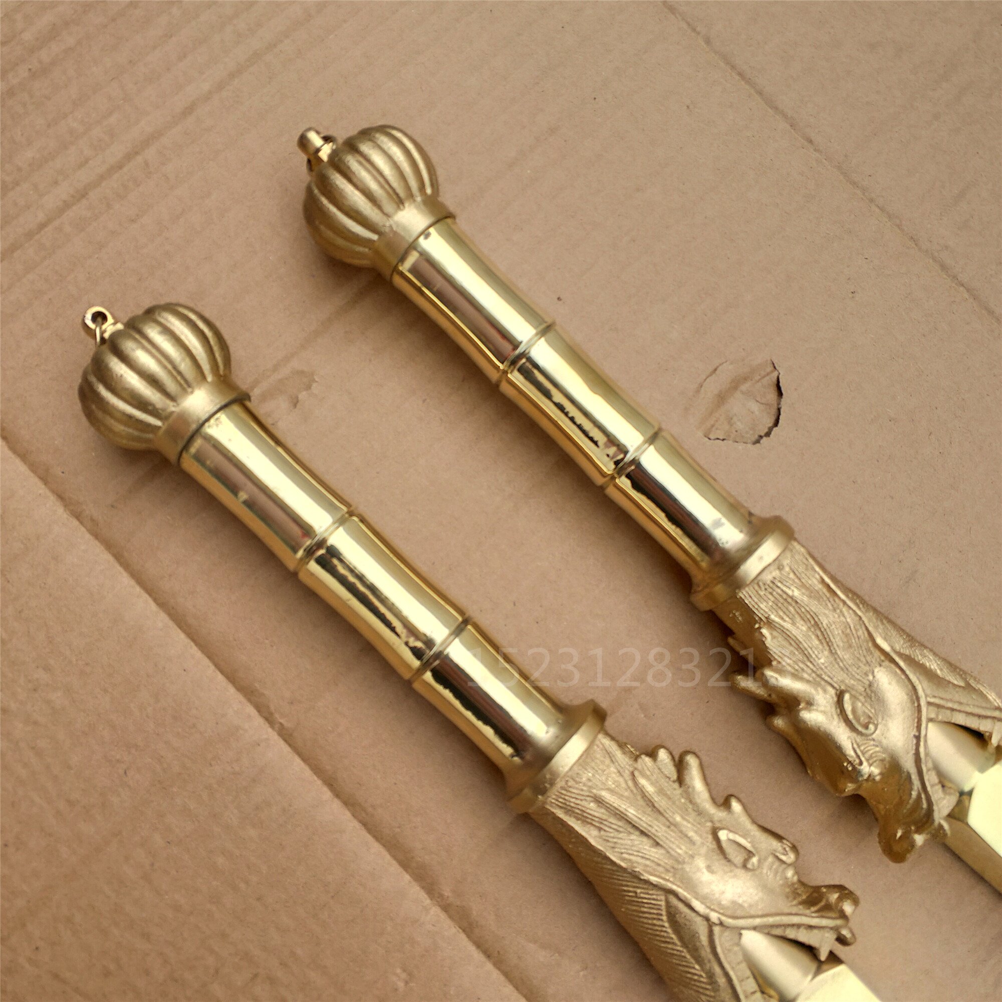 黄铜兵器秦琼九节摆件武术双锏佛教竹节神鞭双更多武术装备