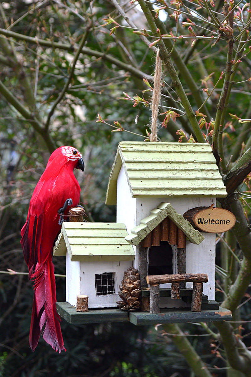 户外木质鸟巢鸟窝装饰别墅原生态庭院花园布置空中吊饰
