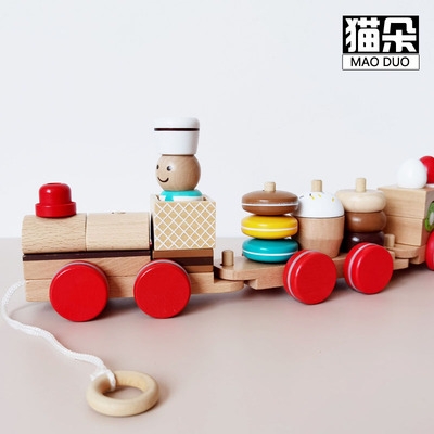 Lutian with wooden sets of children playable toys Home Drag children over Laz Home Zhi Primary school rope Yifu Multi-pillar Tong Bencar Step Day