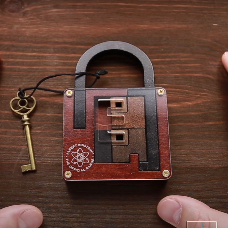 puzzle爱因斯坦锁烧脑解外国鲁班华容道钥匙开锁玩具解锁