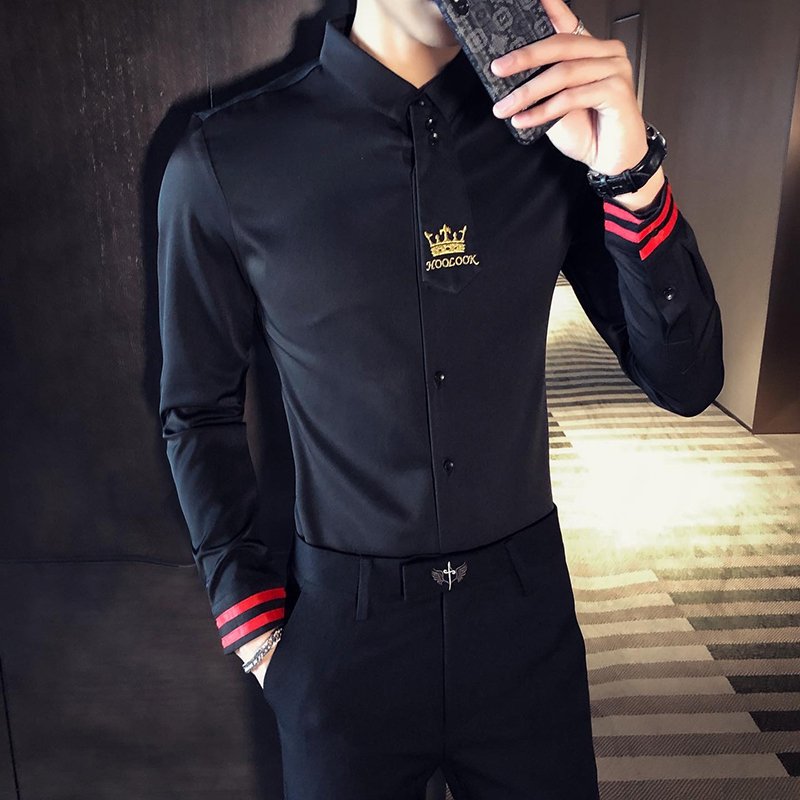 发型师ktv夜场少爷服装长袖衬衫酒吧夜总会服务员衬衫