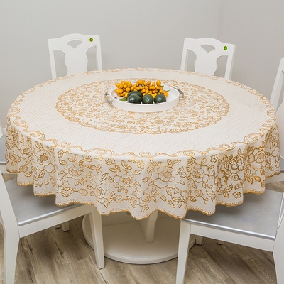 桌布唯美丽pvc圆桌防水餐桌免洗防烫塑料大圆桌布