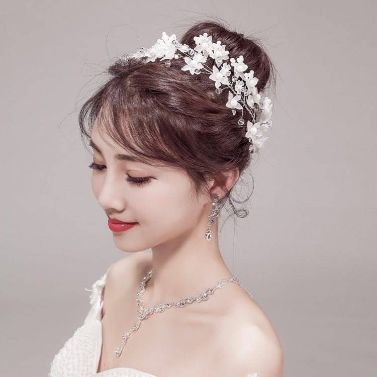 新娘头饰田园简约盘头大气礼服成人晚宴套装发饰