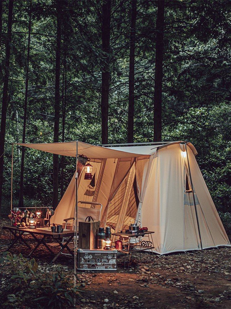 帐篷gtd冰川沙漠四人美式弓形复古棉布露营露营